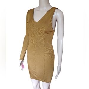 Zara Womens One Shoulder Long Sleeve Stretchy Mini Bodycon Dress Short Large